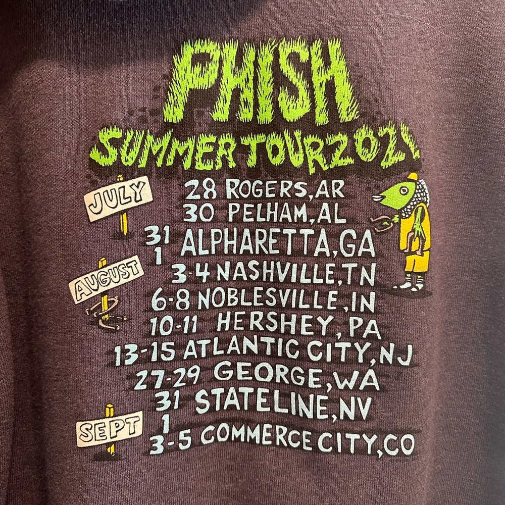Phish official dry goods ‘21 Summer Tour full zip hoodie Bella Canvas brand XXL.